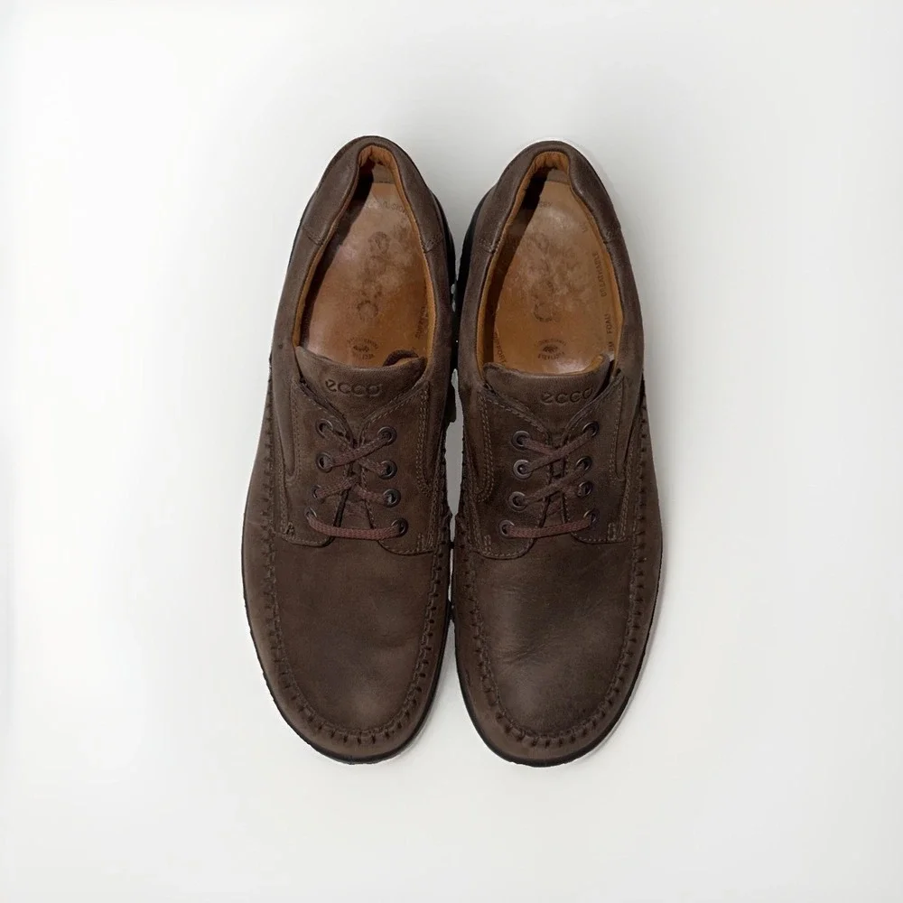 ECCO Seawalker Brown Leather Lace up Oxford Loafer Men's 47 US Size 13-13.5